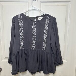 Grey Embroidered Blouse